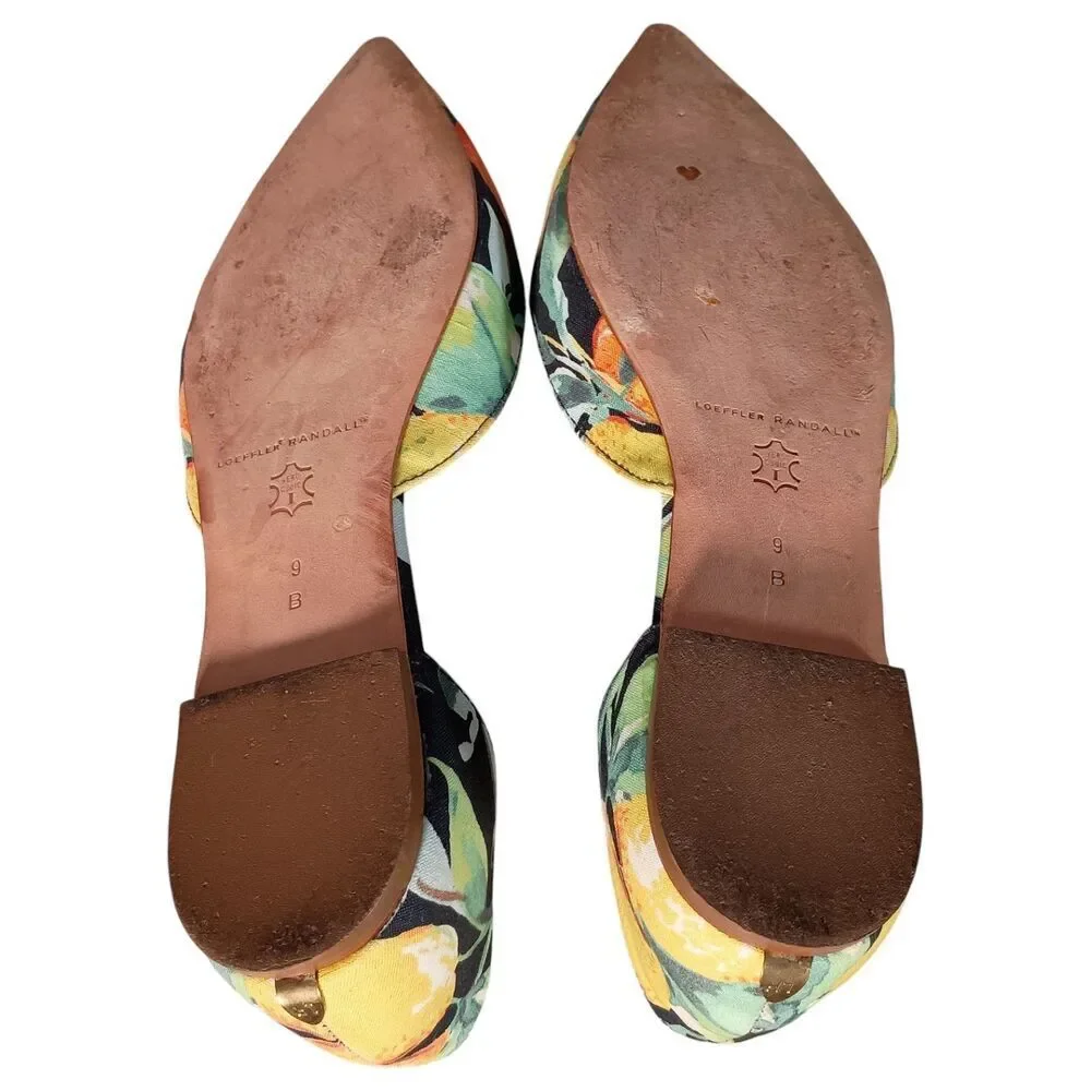 Loeffler Randall D-Orsay Ballet Flats Citrus Fruit Textile Pointed Toe Womens 9